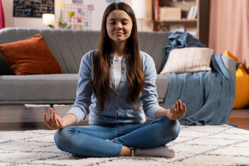 Person practicing mindfulness using DBT body awareness