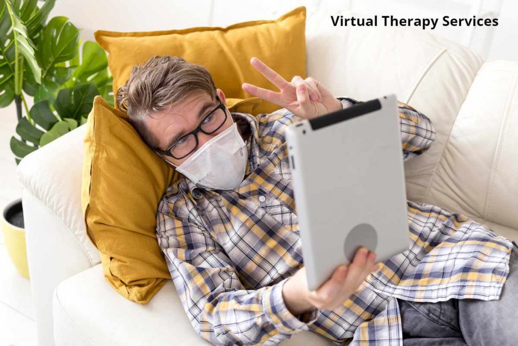 Online DBT therapy session with client and therapist on video call.